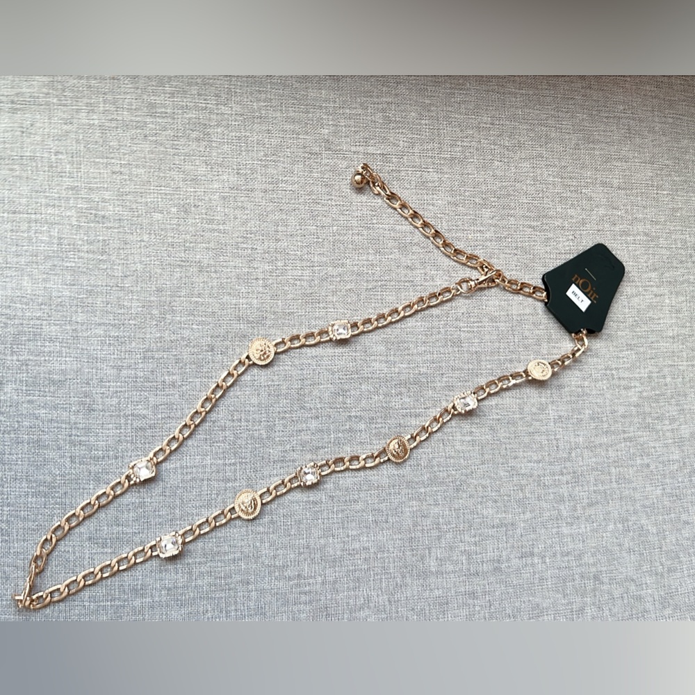 nOir Jewelry Gold Chain  Waist Belt in Intricate Detail, Brand New
